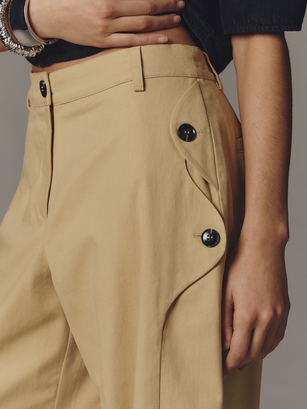 Maeve- Button-Pocket Wide-Leg Pants | Anthropologie ( Citron) S - Picture 3 of 6